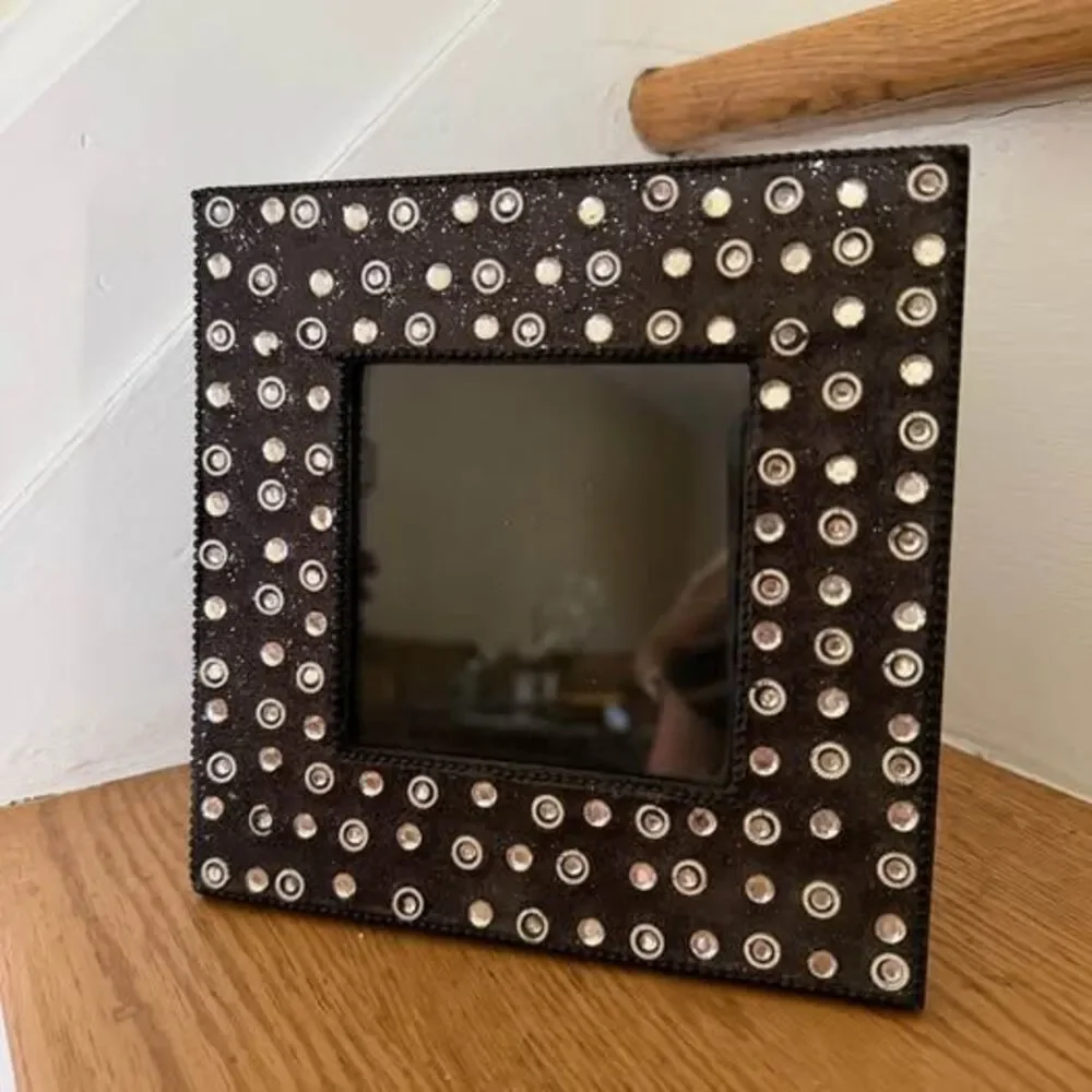 4x4 black glitter and silver rhinestone photo picture frame